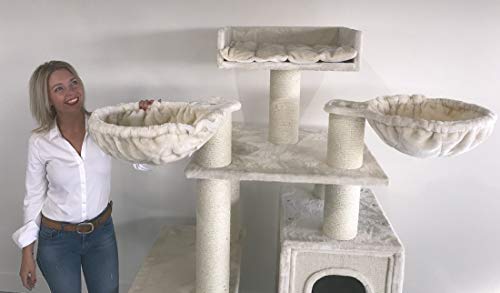 RHRQuality Rascador grande para gatos estable Cat Paradise Beige XXL Árbol rascador para gatos para Maine Coon Árbol para gatos pesados Gato trepador muebles rascadores gruesos