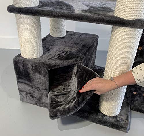 RHRQuality Rascador grande para gatos XXL Corner Coon, color gris oscuro, árbol rascador para gatos pesados