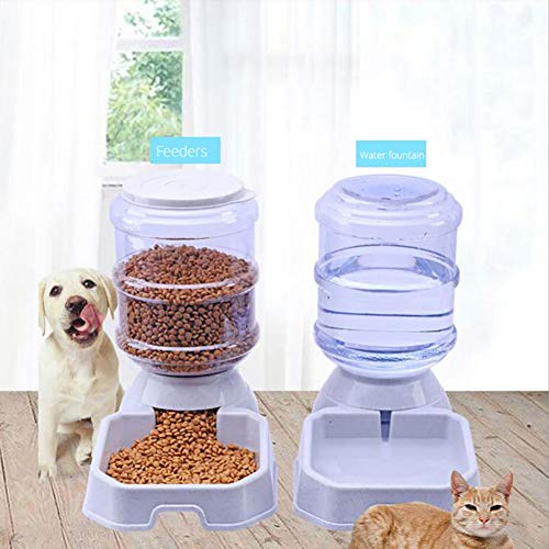 RIsxffp 3.8L Alimentador automático de Mascotas Perro Gato Bebedero Tazón Gran Capacidad Agua Alimentador Black-Square-for Water