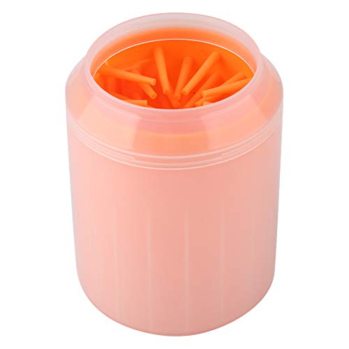 ROSEBEAR Taza Limpiadora de Patas de Perro Taza de Cepillo de Limpieza de Mascotas Extraíble Herramienta de Limpieza de Patas de Mascota para Perro Gato. (Naranja)