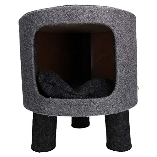 Rosewood Elegante y Moderno diseño de Gato de carbón Hecho de Fieltro y Cuerda, Color Gris