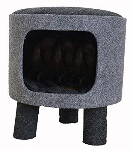 Rosewood Elegante y Moderno diseño de Gato de carbón Hecho de Fieltro y Cuerda, Color Gris