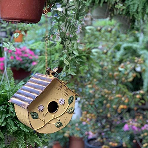 RTUTUR Birdhouses Decoración de la Pared Colgante Jardín Balcón Terraza Patio Decoración de Pared Mural Bird Outdoor Bird Nest Box (Color : Yellow, Talla : 25x13cm)