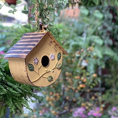 RTUTUR Birdhouses Decoración de la Pared Colgante Jardín Balcón Terraza Patio Decoración de Pared Mural Bird Outdoor Bird Nest Box (Color : Yellow, Talla : 25x13cm)