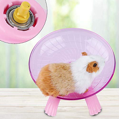 Rueda de hámster de plástico silenciosa para mascotas pequeñas, rueda de ejercicio para hámster, ratones, ratas, gerbo, chinchilla, cobaya, ardilla (rosa)