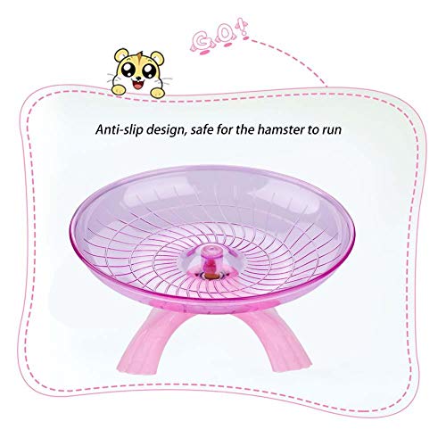 Rueda de hámster de plástico silenciosa para mascotas pequeñas, rueda de ejercicio para hámster, ratones, ratas, gerbo, chinchilla, cobaya, ardilla (rosa)