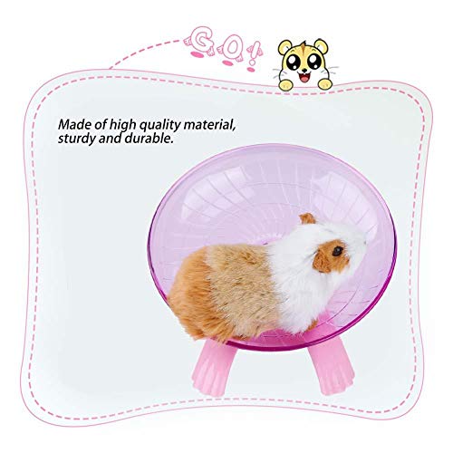 Rueda de hámster de plástico silenciosa para mascotas pequeñas, rueda de ejercicio para hámster, ratones, ratas, gerbo, chinchilla, cobaya, ardilla (rosa)