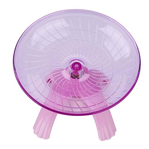 Rueda de hámster de plástico silenciosa para mascotas pequeñas, rueda de ejercicio para hámster, ratones, ratas, gerbo, chinchilla, cobaya, ardilla (rosa)
