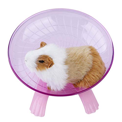 Rueda de hámster de plástico silenciosa para mascotas pequeñas, rueda de ejercicio para hámster, ratones, ratas, gerbo, chinchilla, cobaya, ardilla (rosa)
