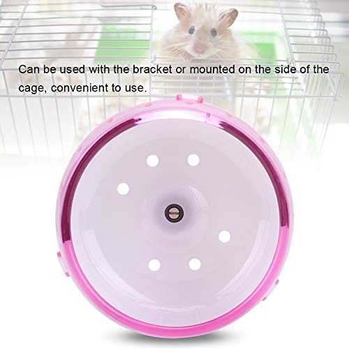 Rueda de hámster de plástico súper silencioso, rueda de ejercicio para mascotas pequeñas, jerbos, ratones, cobayas, chinchilla (rosa)