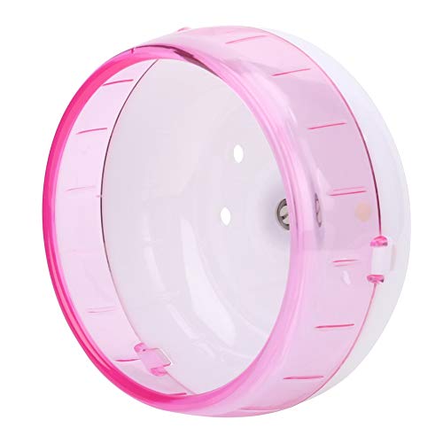 Rueda de hámster de plástico súper silencioso, rueda de ejercicio para mascotas pequeñas, jerbos, ratones, cobayas, chinchilla (rosa)