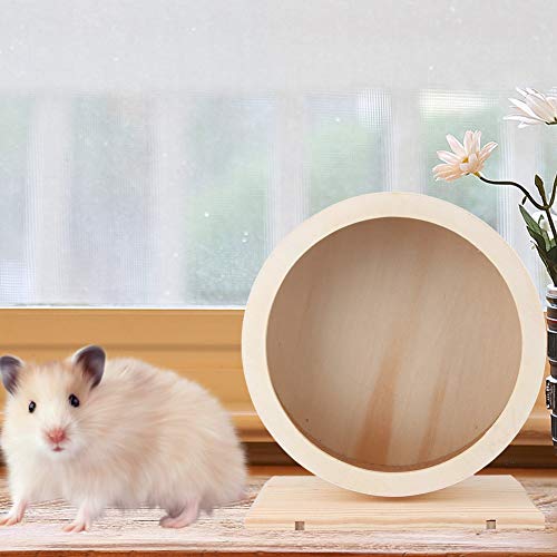 Rueda para hámster de madera silenciosa para hámster, rueda de ejercicio antideslizante, para hámster, ratones, ratones, chinchillas, mascotas pequeñas (S)
