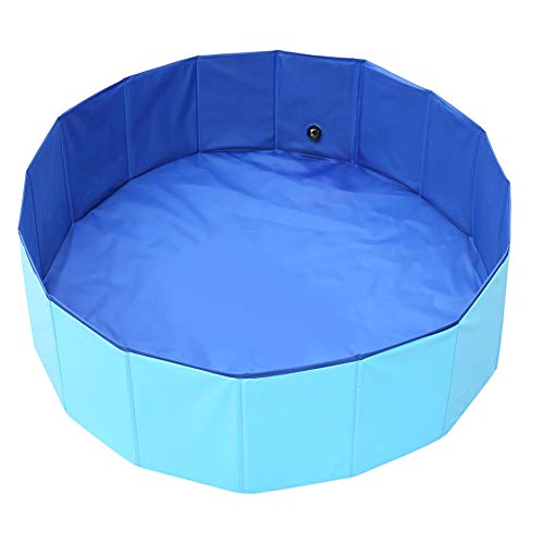 Ruick Piscina plegable para perros – Piscina para mascotas, piscina para perros plegable para niños, piscina portátil de PVC para mascotas (24 x 8 pulgadas, azul)