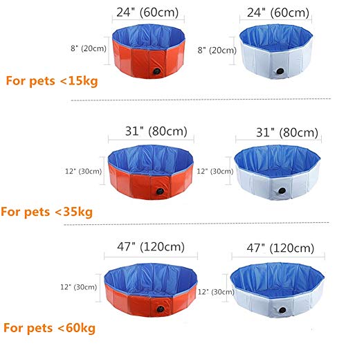 Ruick Piscina plegable para perros – Piscina para mascotas, piscina para perros plegable para niños, piscina portátil de PVC para mascotas (24 x 8 pulgadas, azul)