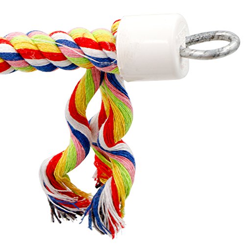 Rusee Juguete de Pájaro Bungee Cuerda, Pequeño o de Tamaño Mediano Juguete de Loro Puro Natural Colorido Perla Jaula Loro Juguete de Mascar