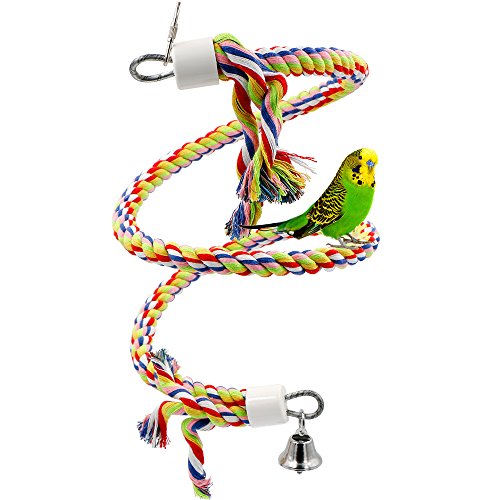 Rusee Juguete de Pájaro Bungee Cuerda, Pequeño o de Tamaño Mediano Juguete de Loro Puro Natural Colorido Perla Jaula Loro Juguete de Mascar