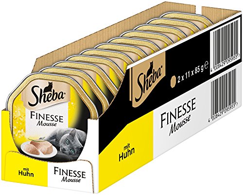 Saba gato Forro Finesse Mousse en cuenco, con pollo, 22 Tazones (2 x 11 x 85 g)