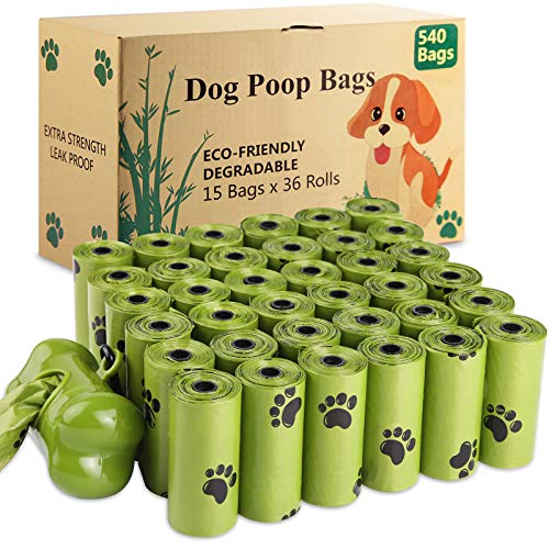 SaiXuan 540 Unidades/36 Rollos Bolsas para Excrementos de Perro con 1 dispensador,Dog Poo BagsFuerte y a Prueba de Fugas Biodegradable Bolsas para Caca de Perro Perfumadas