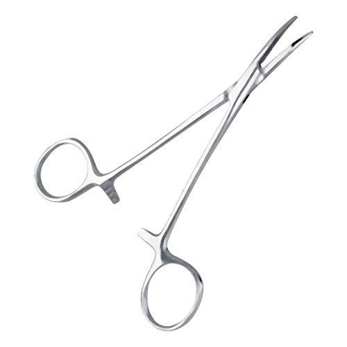 SALUTUYA Mango Antideslizante, Pinzas para el Pelo de la Oreja de Perro, Tijera de Aseo para Gatos, Pinza de Limpieza de Punta Curva para Mascotas para Limpieza de Patas de Orejas de Perro,(Small)