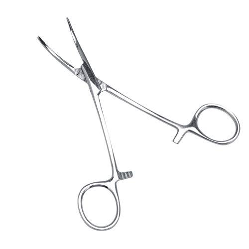 SALUTUYA Mango Antideslizante, Pinzas para el Pelo de la Oreja de Perro, Tijera de Aseo para Gatos, Pinza de Limpieza de Punta Curva para Mascotas para Limpieza de Patas de Orejas de Perro,(Small)
