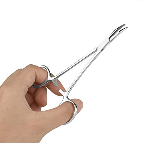 SALUTUYA Mango Antideslizante, Pinzas para el Pelo de la Oreja de Perro, Tijera de Aseo para Gatos, Pinza de Limpieza de Punta Curva para Mascotas para Limpieza de Patas de Orejas de Perro,(Small)