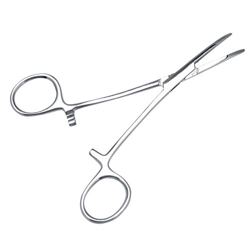 SALUTUYA Mango Antideslizante, Pinzas para el Pelo de la Oreja de Perro, Tijera de Aseo para Gatos, Pinza de Limpieza de Punta Curva para Mascotas para Limpieza de Patas de Orejas de Perro,(Small)