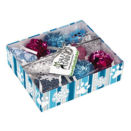 SAVVY TABBY Manivela de Inteligente de Gato Kitty Vacaciones Masticar Juguetes Set