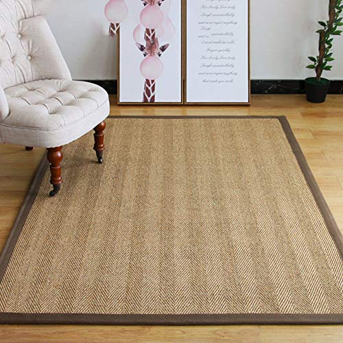 SCAHUN Alfombra De Sisal,Felpudo Borde De AlgodóN No Tejido Fondo Antideslizante Sala Mesa De Café Alfombra Rascador De Gato Alfombra,Brown-50×80CM