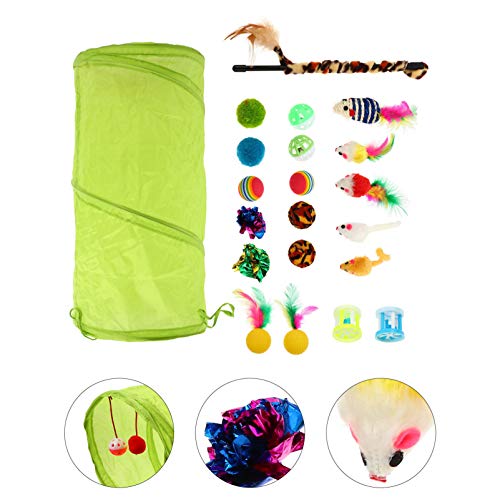 Scicalife 21 Unidades de Juguetes para Gatos Surtidos de Juguetes para Gatos Juguetes Interactivos para Gatos Bolas de Arruga para Gatos Cachorros Gatitos Gatitos