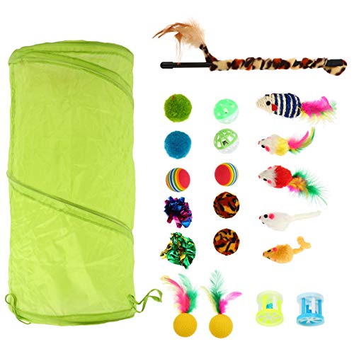 Scicalife 21 Unidades de Juguetes para Gatos Surtidos de Juguetes para Gatos Juguetes Interactivos para Gatos Bolas de Arruga para Gatos Cachorros Gatitos Gatitos