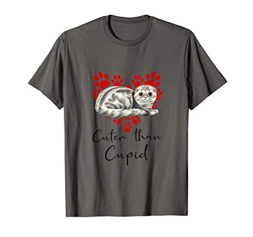 Scottish Fold Cuter Than Cupip Gato Día San Valentín Camiseta