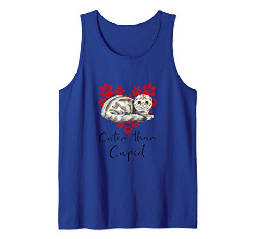 Scottish Fold Cuter Than Cupip Gato Día San Valentín Camiseta sin Mangas