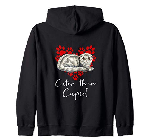 Scottish Fold Cuter Than Cupip Gato Día San Valentín Sudadera con Capucha
