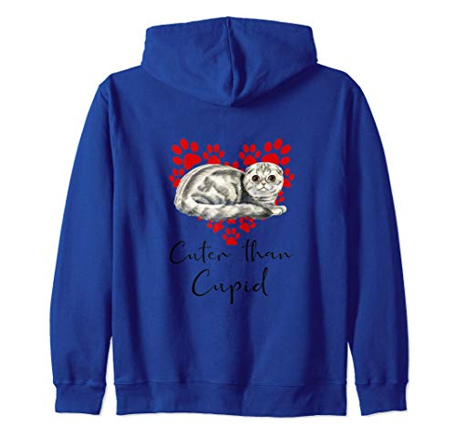 Scottish Fold Cuter Than Cupip Gato Día San Valentín Sudadera con Capucha