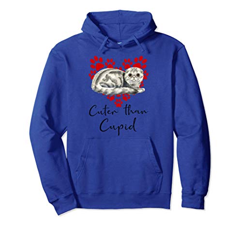Scottish Fold Cuter Than Cupip Gato Día San Valentín Sudadera con Capucha