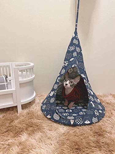 SCRT Colgando Cama del Gato del Perro casero Hamaca Hamaca Cama de Gato (Color : Blue Cat, Size : 45×45×56 cm)