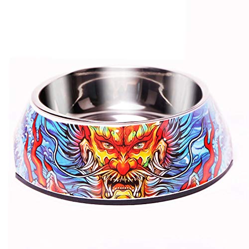 SDSQSCL Comedero Perro Gato,Antideslizante Material Acero Inoxidable Duradero Pet Food Bowl/Recipiente De Alimentación/Tazón De Agua,Color Dominante Hombre Avatar De Forma Más Fácil De Llegar A Los A