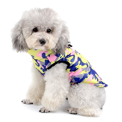 SELMAI Camuflaje Chaquetas Perros Pequeño Medianos Ropa para Gatos Invierno Chihuahua Abrigos con Anillo en D para Perros Cachorros Yorkshire Caminar al Aire Libre Rosado L