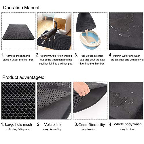 SENDILI Estera de Arena de Doble Capa para Gatos - Estera de Impermeable Alfombra de Arena para Gatos - EVA no tóxica Estera de Arena para Gatos