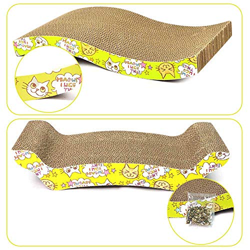 SH 2 Pack Rascador de Gatos de cartón, rascador Curvado para Gatos, Almohadilla de Repuesto para rascar Gatos, Reversible, Almohadilla rascador para salón, sofá Cama