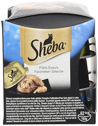 Sheba Dômes pour Chat Adulte – Filets exquis – Friandise aux filets en Sauce – Barquettes Snack 30 x 80g