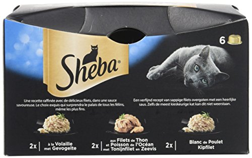 Sheba Dômes pour Chat Adulte – Filets exquis – Friandise aux filets en Sauce – Barquettes Snack 30 x 80g