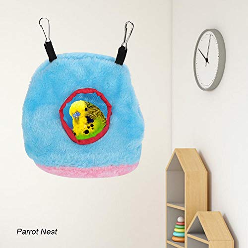 Sheens Peluche Nido Esponjoso Pájaro Hamaca Colgante Cueva Happy Hut Hideaway Casa a Prueba de Viento para hámster Loro Guacamayo Cacatúa Agapornis(Azul 18)