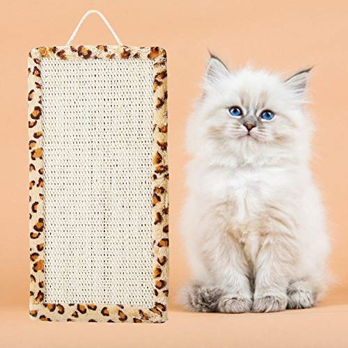 Sheens Tablero de rascado de Gato Rascador de Garra de rascado de sisal Natural Rascador de Mascotas para Gatos Muebles de protección de Gatitos(Estampado de Leopardo)