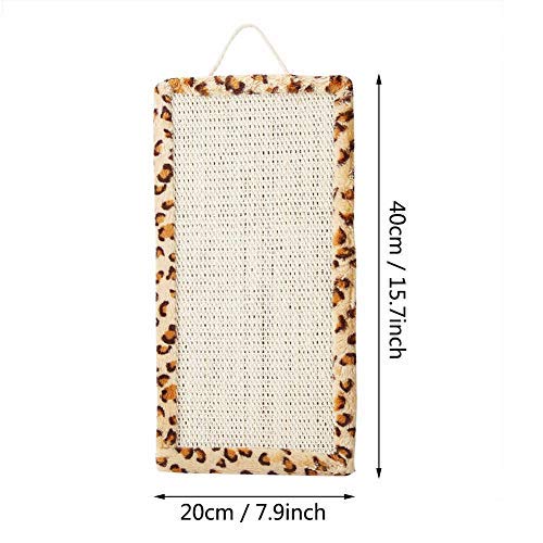 Sheens Tablero de rascado de Gato Rascador de Garra de rascado de sisal Natural Rascador de Mascotas para Gatos Muebles de protección de Gatitos(Estampado de Leopardo)