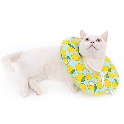 shengxi Collar de Recuperación para Mascotas, Collar Protector para Mascotas, Adecuado para Heridas Anti-Mordidas, Collares de Cicatrización de Heridas Después de La Cirugía (M, Patrón De Limón)