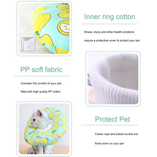 shengxi Collar de Recuperación para Mascotas, Collar Protector para Mascotas, Adecuado para Heridas Anti-Mordidas, Collares de Cicatrización de Heridas Después de La Cirugía (M, Patrón De Limón)