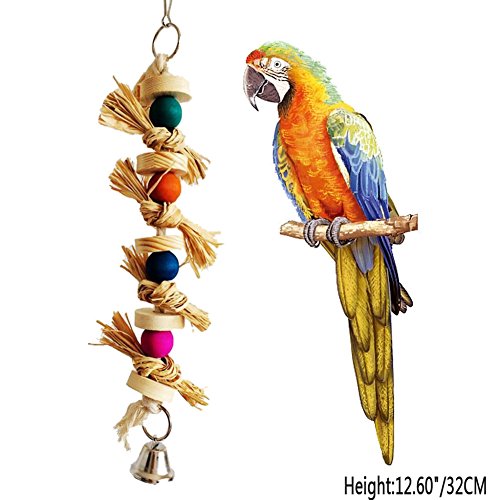 Shouhengda Masticar Juguete, Cotorra de Juguete de pájaro Natural Masticar Juguete Natural Loro pájaro muerde Bola de Swing, Juguetes agresivos Chew, Regalo Interactivo de Juguetes para