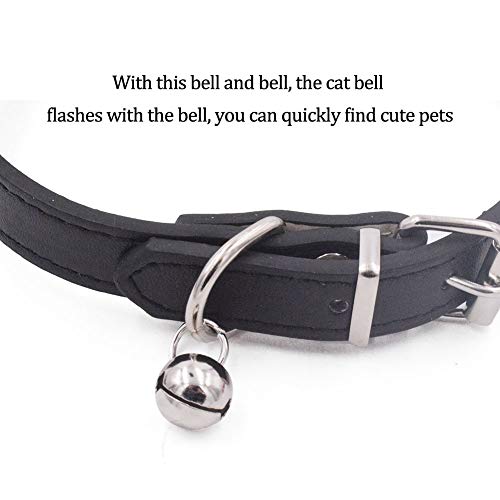 SIMUER 3 Piezas Cuero Collar para Gatos, Gato Reflectante Collar con Campana Regulable para Mascotas Gatito Cachorro Perros Pequeños