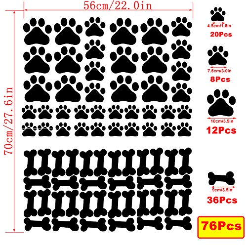 SITAKE 76 pegatinas para decoración de perros, 40 pegatinas para mascotas con estampado de pata de perro y 36 pegatinas para huesos de perro, pegatinas para la habitación de niñas y niños